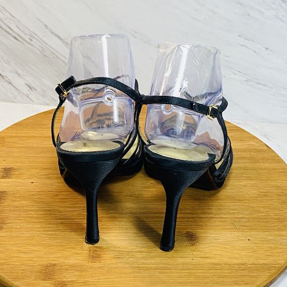 Nina Strappy High Heels 4.5” With Ankles Strap And Jewel Embellish Black Sz 9M - Picture 5 of 8